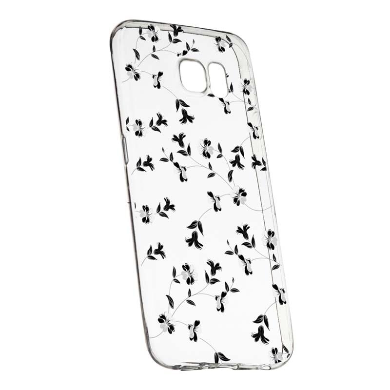 Husa Silicon, Transparent, Slim, Flori, 128, Samsung Galaxy S6 Edge