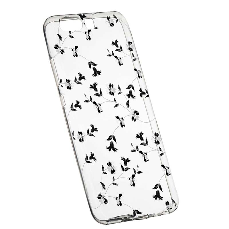 Husa Silicon, Transparent, Slim, Flori, 128, Huawei Y6 2018