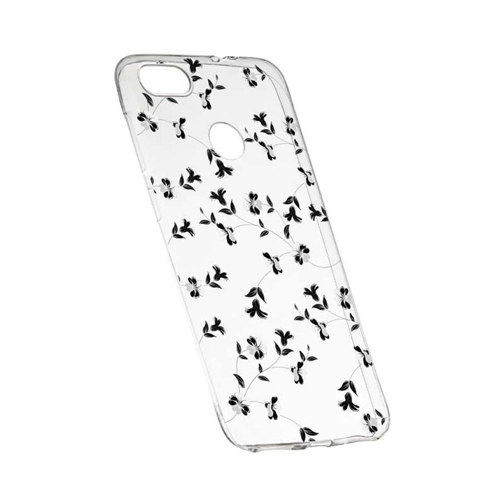 Силиконов калъф, прозрачен, тънък, цветя, 128, HTC Desire 12 Plus