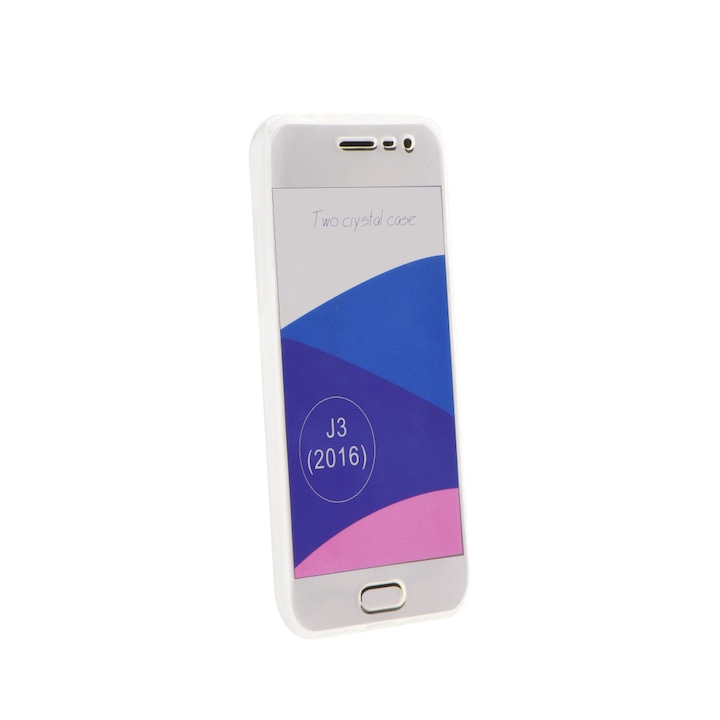360' fokos elő- és hátlapi szilikon telefontok - Samsung Galaxy J3 / J3 2016, átlátszó/színtelen