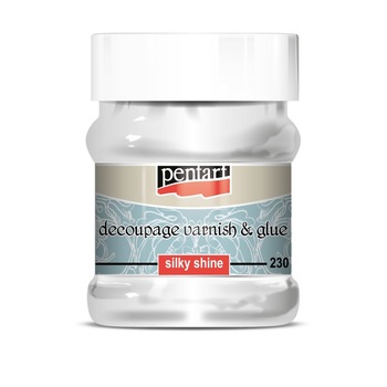 Lipici cu lac pentru decupaj Silky Shine Pentart - luciu de matase, 230 ml Lipici cu lac pentru decupaj Silky Shine Pentart - luciu de matase, 230 ml