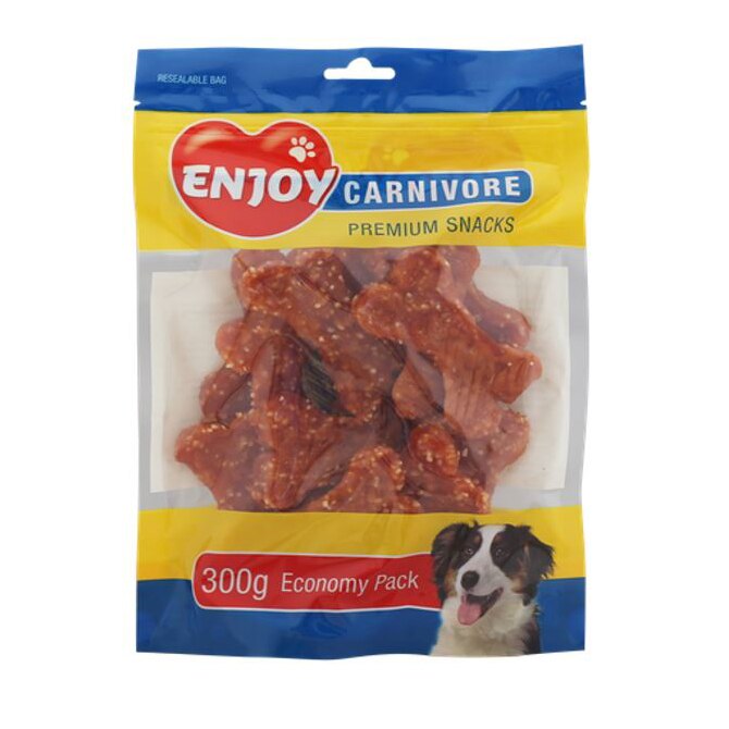 Recompense pentru caini Enjoy Carnivore, Oase cu pui, 300g