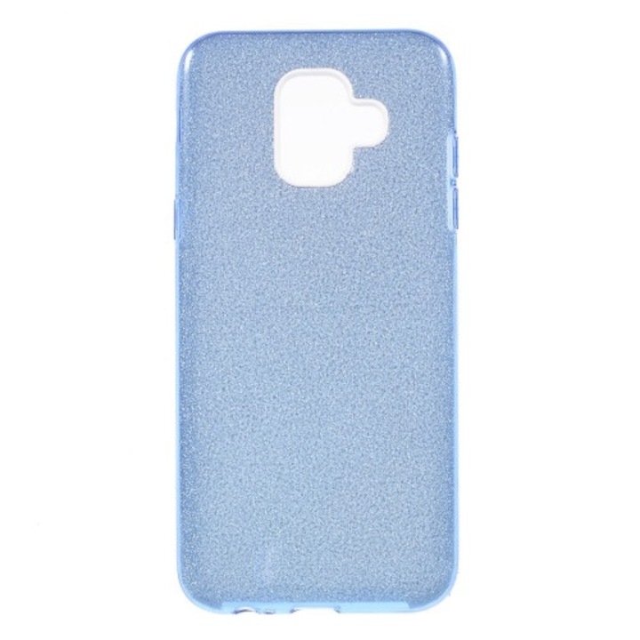 Hátlapvédő telefontok gumi / szilikon (műanyag belső, kivehető csillámporos papír réteg) Kék [Samsung Galaxy A6 (2018) SM-A600F]