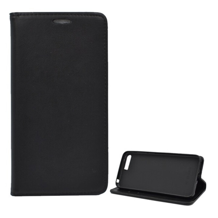 Gigapack mobiltelefon tok álló, bőr hatású, flip, oldalra nyíló, asztali tartó, fekete, kompatibilis: Huawei Y6, 2018