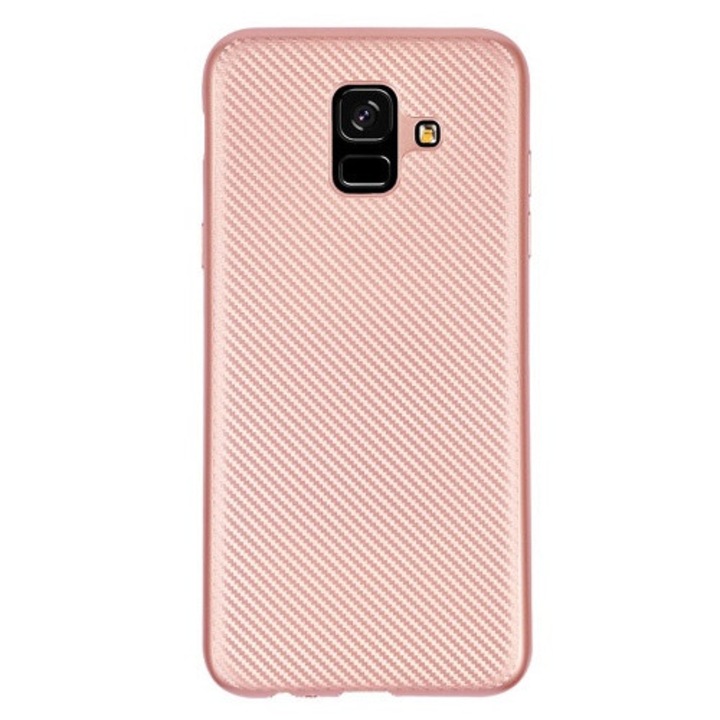 Hátlapvédő telefontok gumi / szilikon (karbon minta) RoseGold [Samsung Galaxy A6 (2018) SM-A600F]