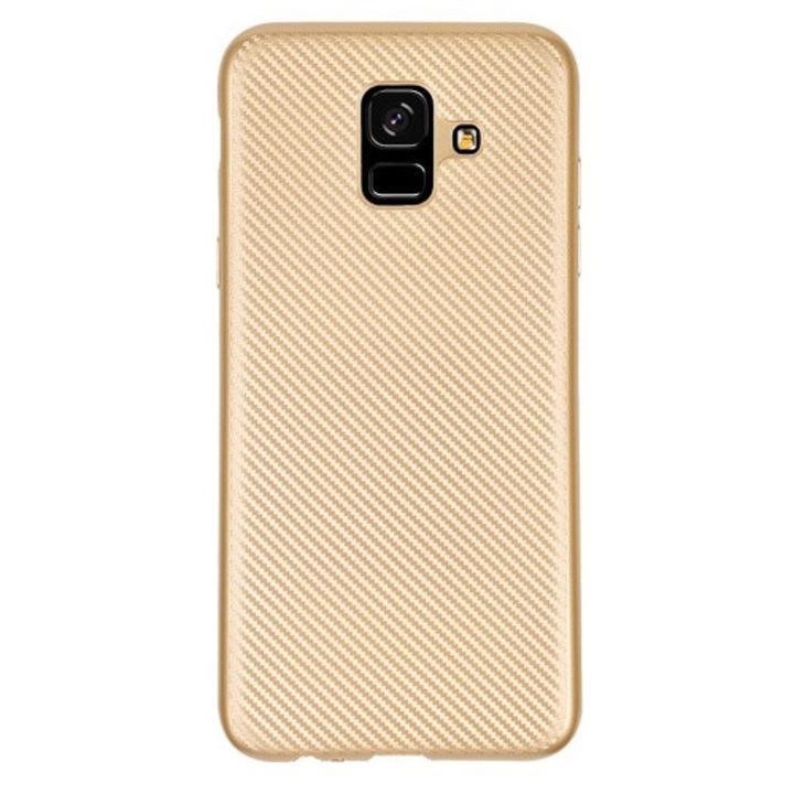 Hátlapvédő telefontok gumi / szilikon (karbon minta) Arany [Samsung Galaxy A6 (2018) SM-A600F]