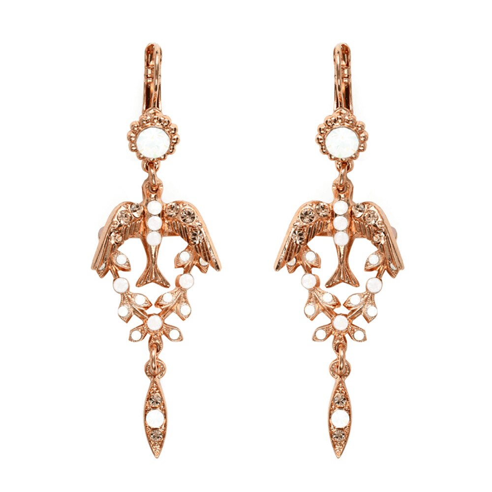 Cercei placati cu Aur roz de 24K, Cristale, Tiara Day by Roxannes - Mariana Jewellery, Alb/Roze 1423/2-2333rg6