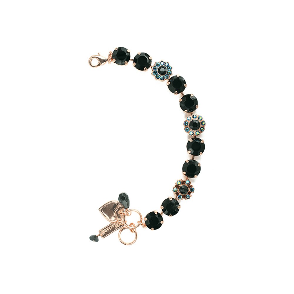 Bratara placata cu Aur roz de 24K, Cristale, Grease Lightning by Roxannes - Mariana Jewellery, Negru/Albastru 4174-667rg