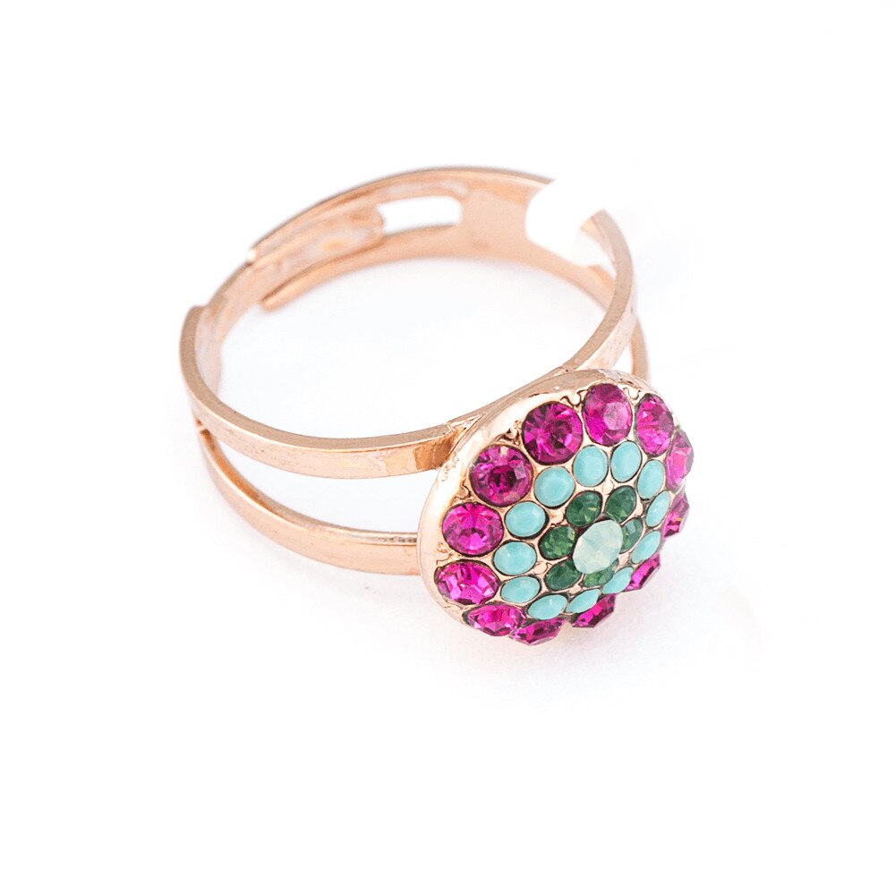 Inel placat cu Aur roz de 24K, Cristale, Happy Days by Roxannes - Mariana Jewellery, Multicolor 7141/1-1007RG