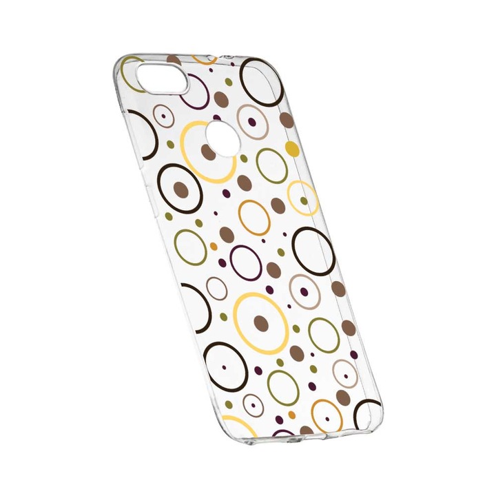 Силиконов калъф, прозрачен, тънък, кръгове, 147, HTC Desire 12 Plus