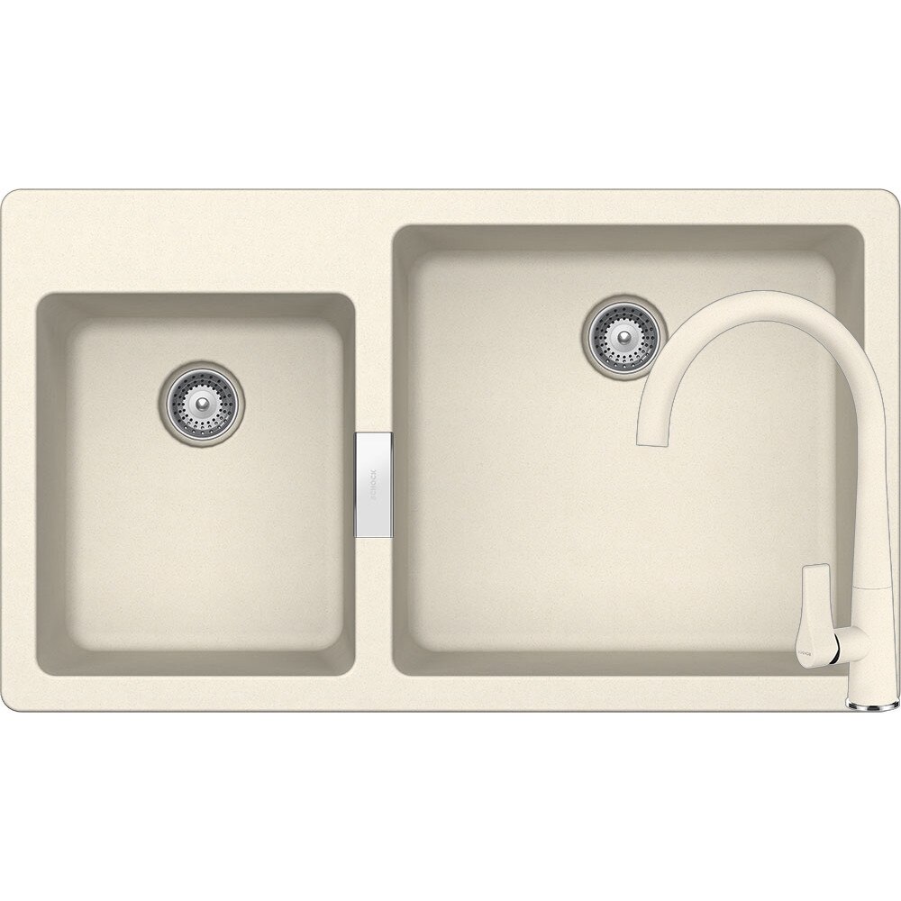 Kit chiuveta Schock Signus N-175 860 x 500 mm si baterie Schock Gota Magnolia Cristadur