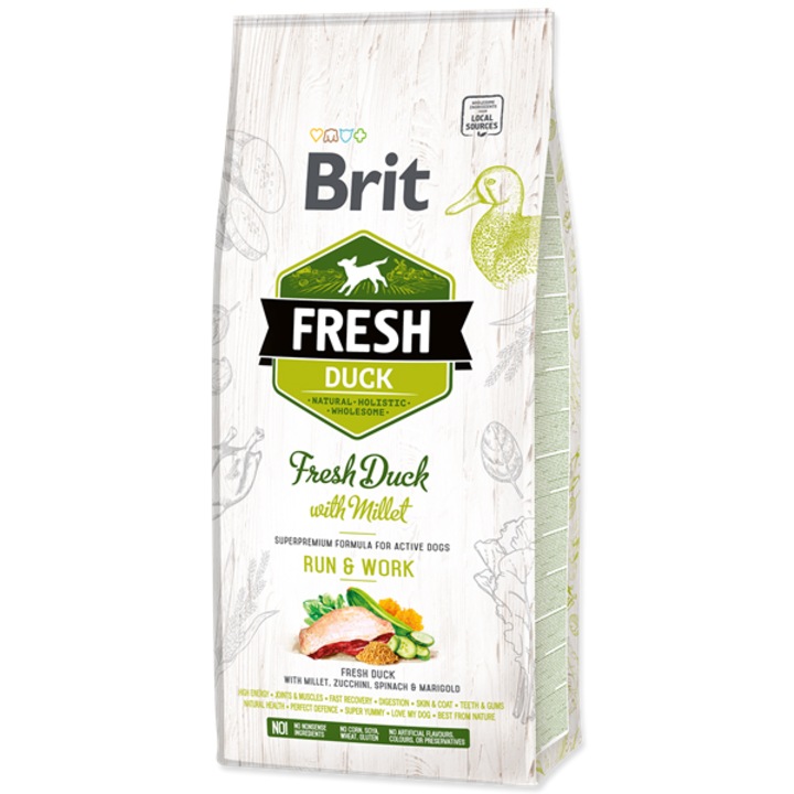 Hrana uscata pentru caini Brit Fresh, Rata si mei, 12kg