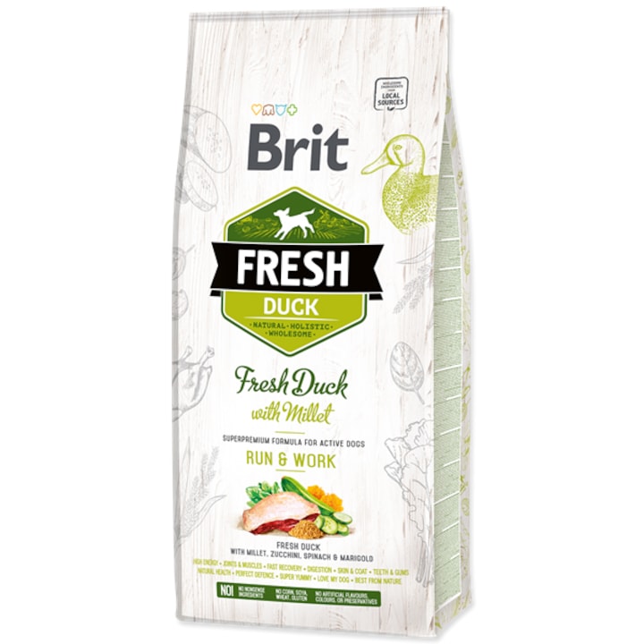 Суха храна за кучета Brit Fresh, Патешко с просо 12 кг
