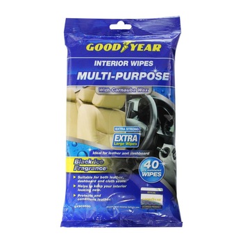 Servetele umede cu ceara Carnauba, pentru curatarea interiorului masinii,40 bucati,Goodyear Servetele umede cu ceara Carnauba, pentru curatarea interiorului masinii,40 bucati,Goodyear