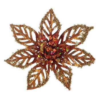 Decoratiune Brad, Floare Maro cu Sclipici si Paiete Decoratiune Brad, Floare Maro cu Sclipici si Paiete