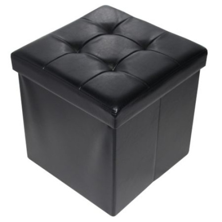 Set 2 Taburete pliabil Grunberg cu spatiu de depozitare, greutate suportata 150 kg, 38X38X38 cm, TB58/Negru