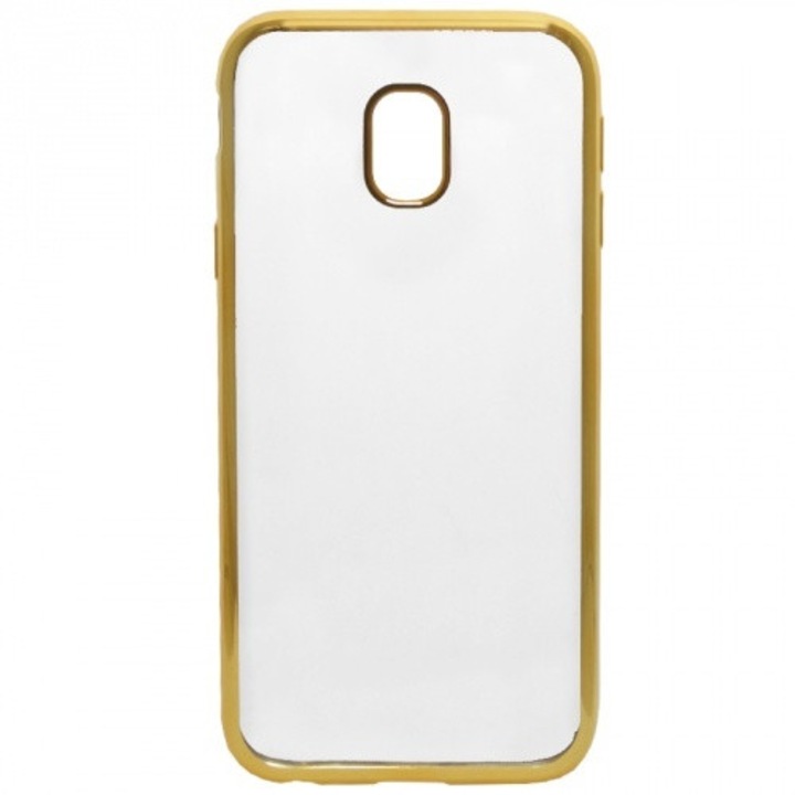 Hátlapvédő telefontok gumi / szilikon (fémhatású keret) Átlátszó/Arany [Samsung Galaxy J3 (2017) SM-J330 EU]