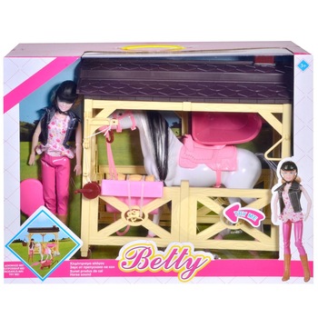 Papusa la Echitatie cu Cal cu sunete, 48x20x38 cm, ATS Papusa la Echitatie cu Cal cu sunete, 48x20x38 cm, ATS