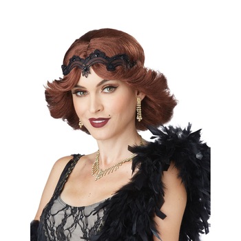 Peruca saten roscat anii 20 cu bentita Peruca saten roscat anii 20 cu bentita