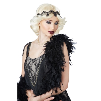 Peruca blond platinat anii 20 cu bentita Peruca blond platinat anii 20 cu bentita