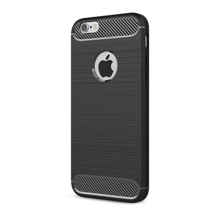 Gigapack szilikon mobiltelefon tok, ütésállóság, légpárnás sarok, szálcsiszolt, karbon minta, logó kivágás, fekete, kompatibilis: Apple iPhone 6S 4.7 / iPhone 6 4.7
