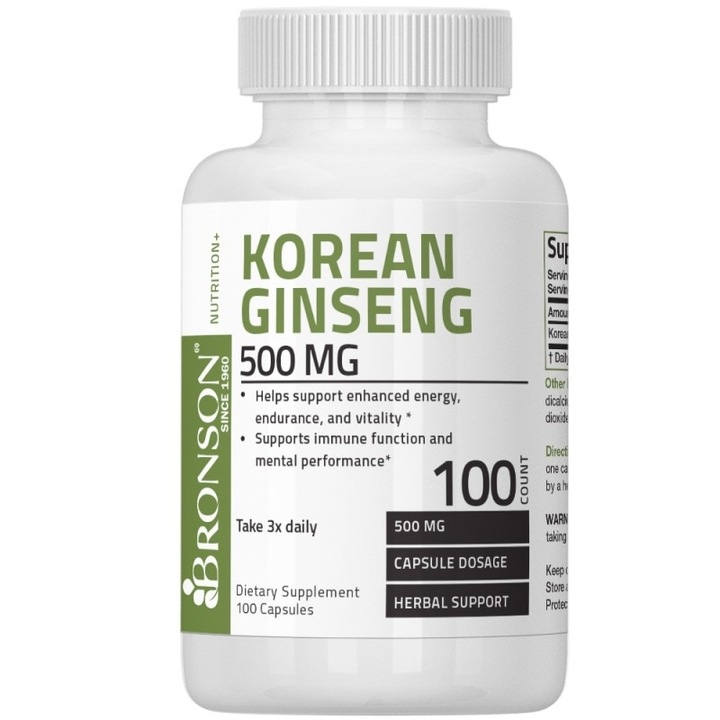 GINSENG KOREAN - BRONSON -100 capsule - Made in USA
