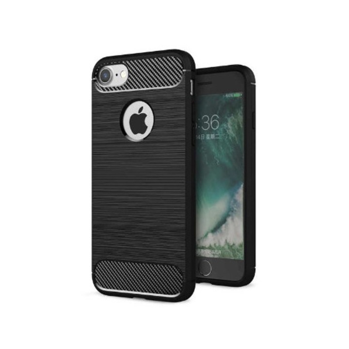 iPhone 6 Plus / 6s Plus Telefontok - Forcell Carbon Fiber fekete szilikon tok