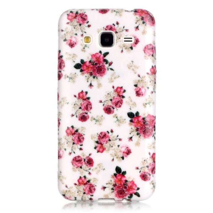 Hátlapvédő telefontok gumi / szilikon (rózsaminta) Fehér [Samsung Galaxy J3 (2016) (SM-J320)]