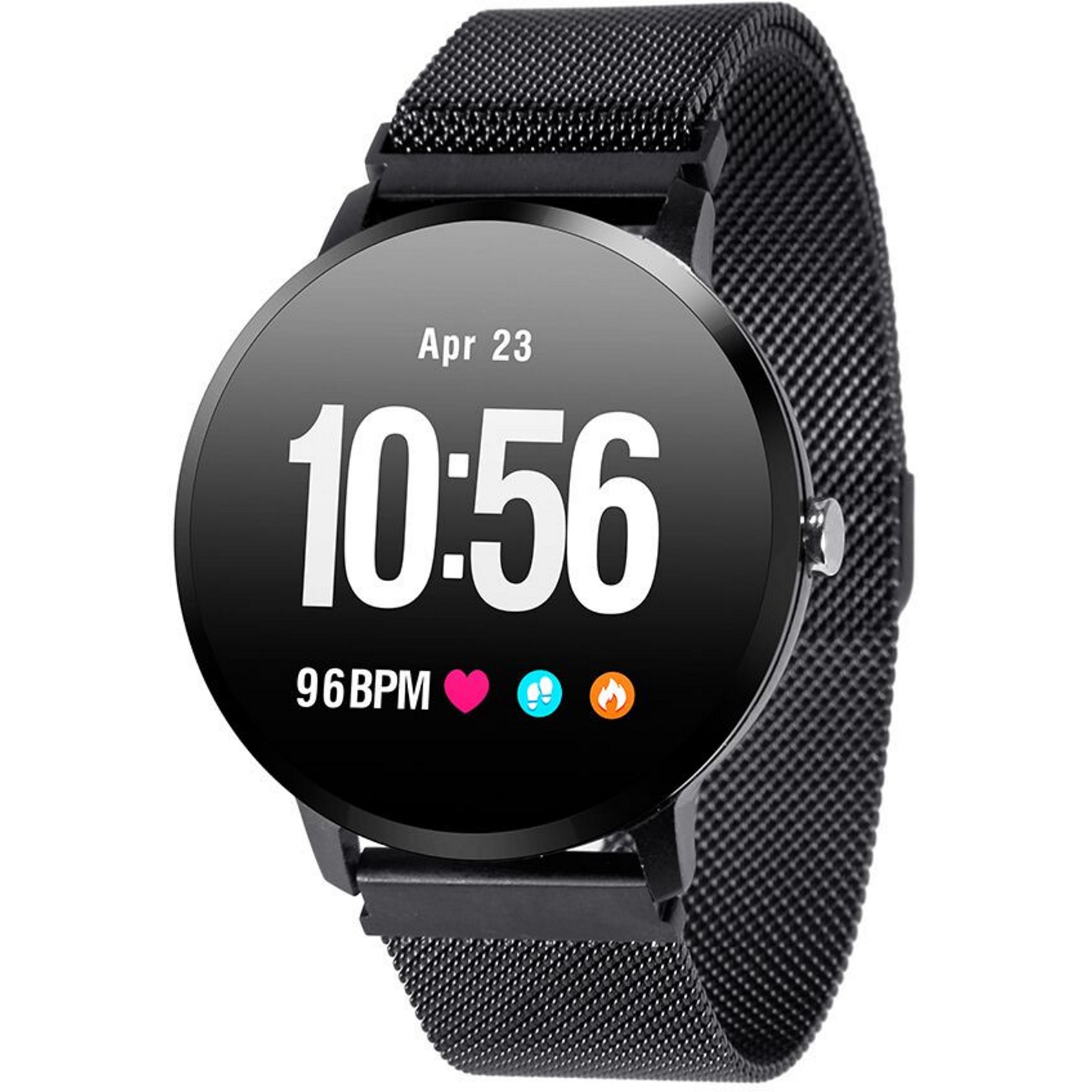 Smartwatch si Bratara Fitness Smart SportQuest 8 , Monitorizare Puls ,Pasi , Calorii , Notificare Mesaje , IP67 Waterproof , Bratara Metalica Neagra , Culoare Negru