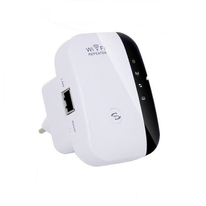 Mini router wireless-N, Amplificator pentru semnal WI-FI, 300 Mbps, Alb/Negru