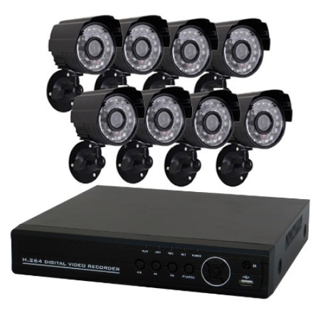 Sistem de inregistrare 8 camere video CCTV, 800 linii, alimentare priza, internet, interior/exterior