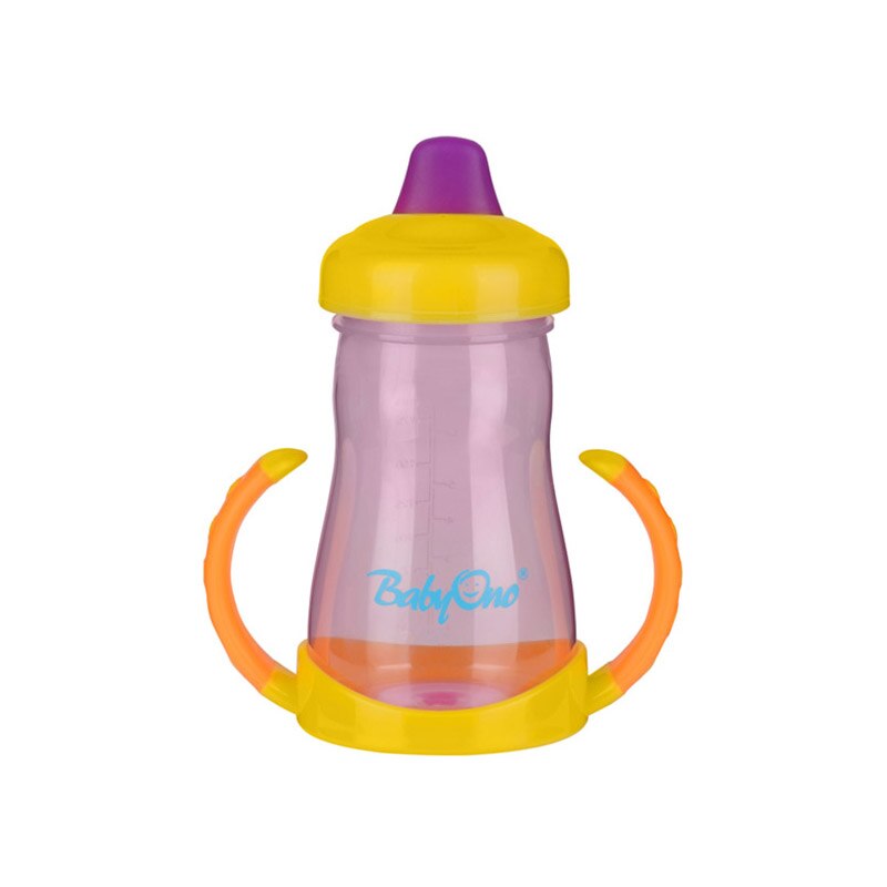Cana cu cioc si manere 220 ml BabyOno 208M, Multicolor 6+ luni