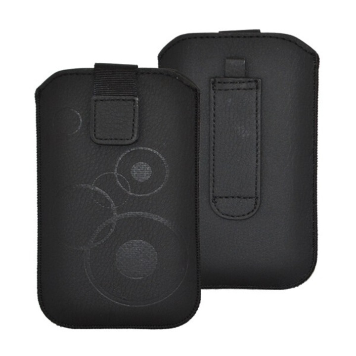 Gigapack dekocase tabletvédő álló, univerzális, kör, kihúzható tépőzár, övre fűzhető, 5.3" méret, fekete