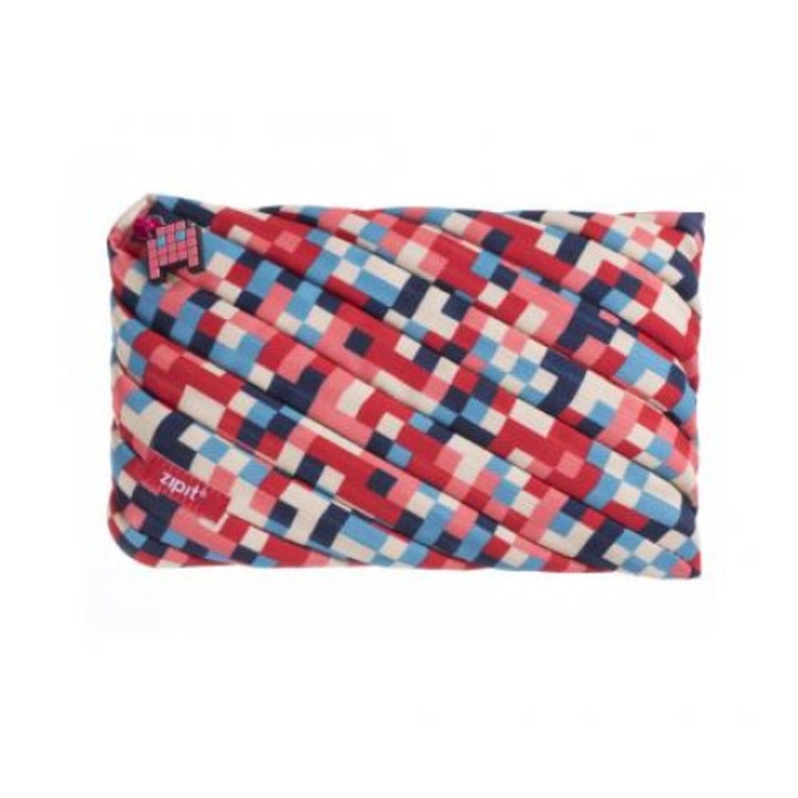 Jumbo несесер Zipit Pixel, 23x2x15cm, Син/червен