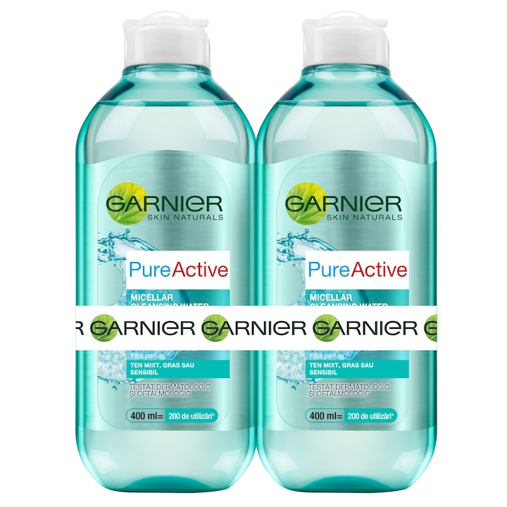 Комплект Garnier: Мицеларна вода Pure Active, 2 X 400 мл
