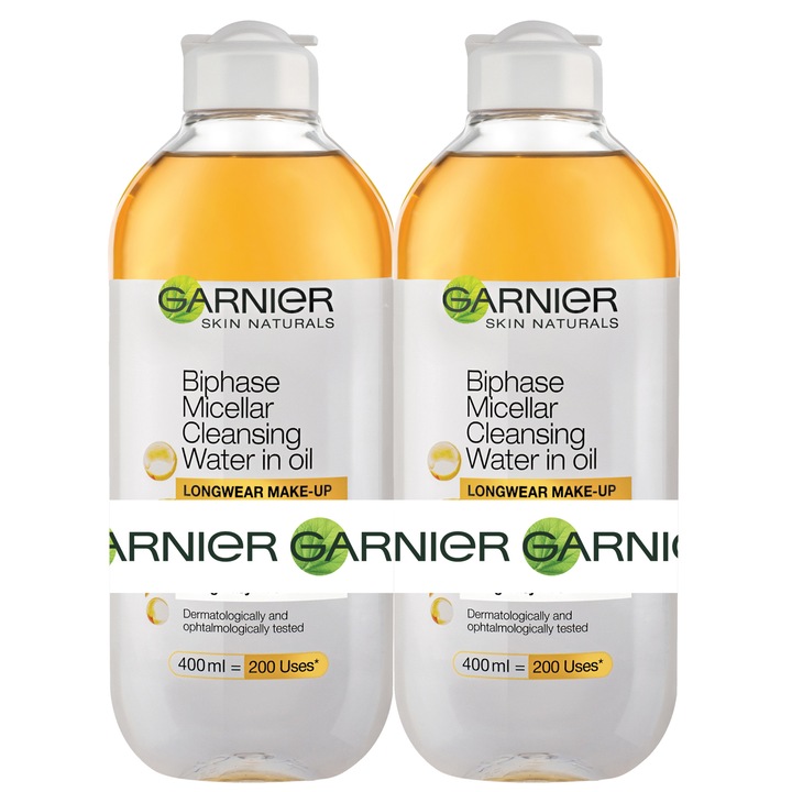 Комплект Garnier: Бифазна мицеларна вода, 2 х 400 мл