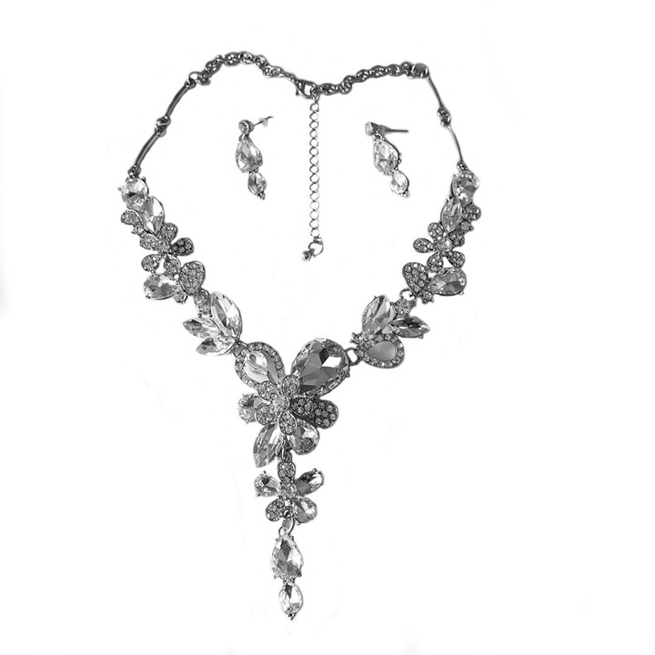 Комплект Kristin Fashion & Accessories Кралица, 2 части, сребристо и кристали