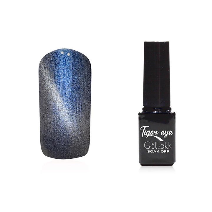 Oja semipermanenta 822 Tiger Eye, MoonbasaNails, Albastru/ Argintiu, 5ml