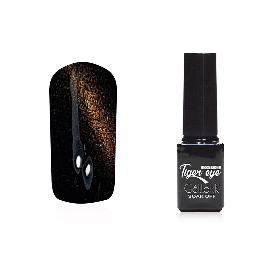 Oja semipermanenta 885 Tiger Eye, MoonbasaNails, Negru / Auriu, 5ml