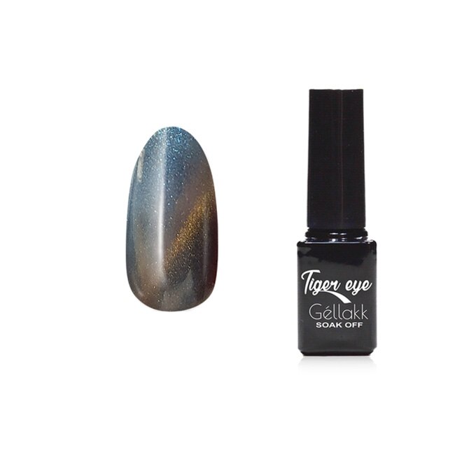 Oja semipermanenta 874 Tiger Eye, MoonbasaNails, Albastru cu sclipici, 5ml