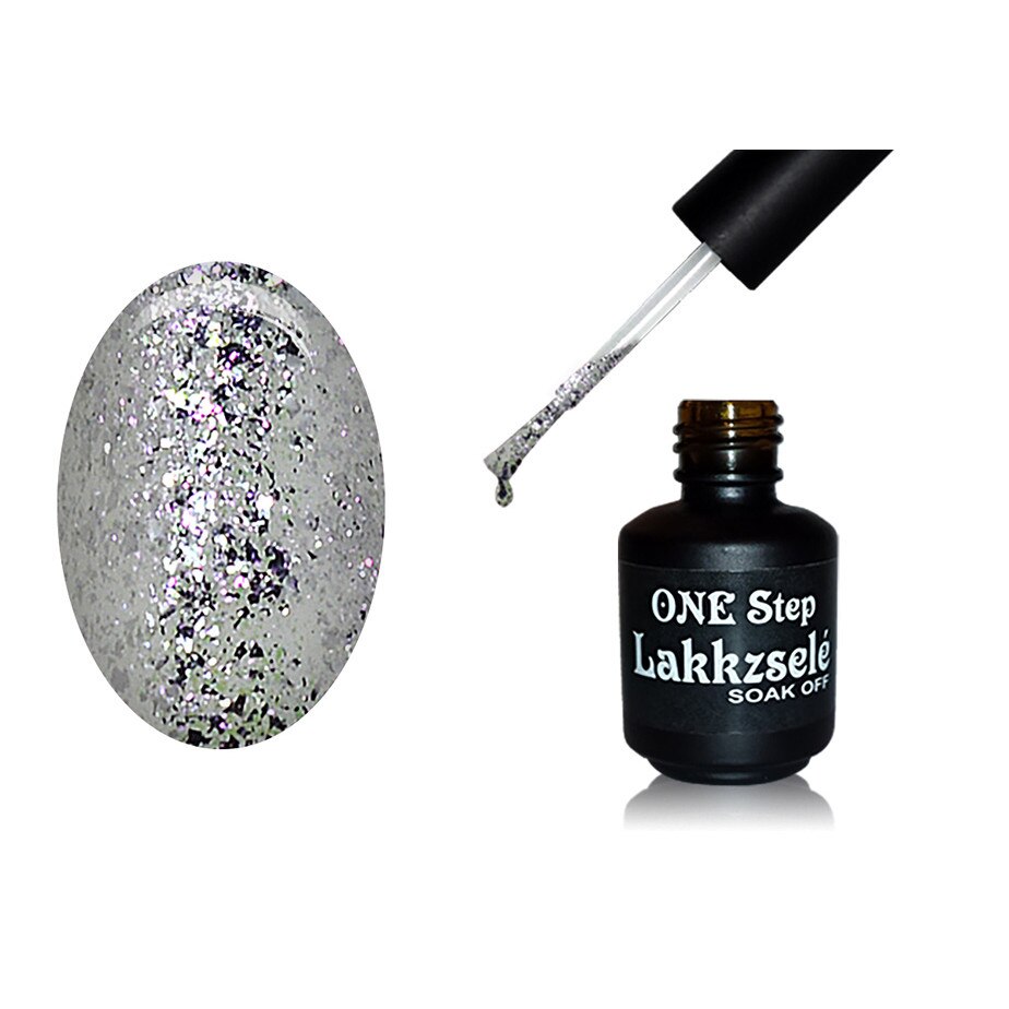 Oja semipermanenta One Step, MoonbasaNails, Aspect lucios, 269 Silver glitter sparkle, 5 ml