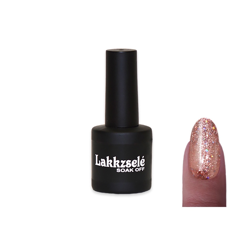 Gel polish semipermanent unghii MoonbasaNails #305, Lucios, Cu sclipici, Rose-Gold, 6 ml