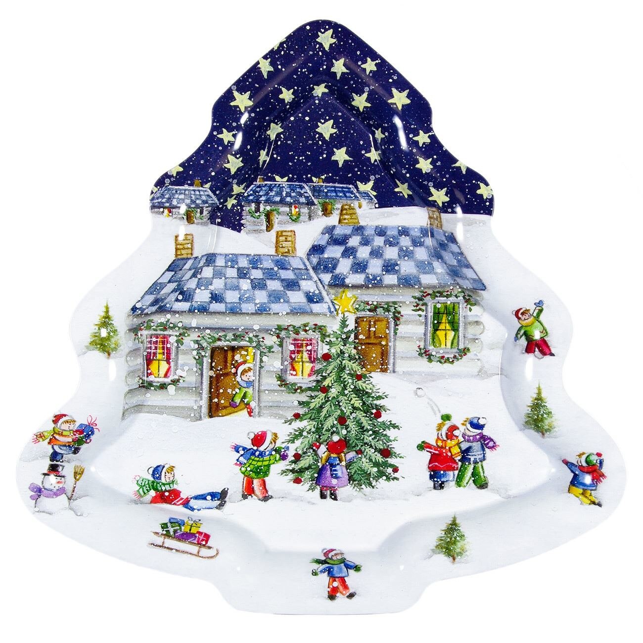 Platou Metalic, Craciun, Forma De Brad, 31 x 30 x 3 cm