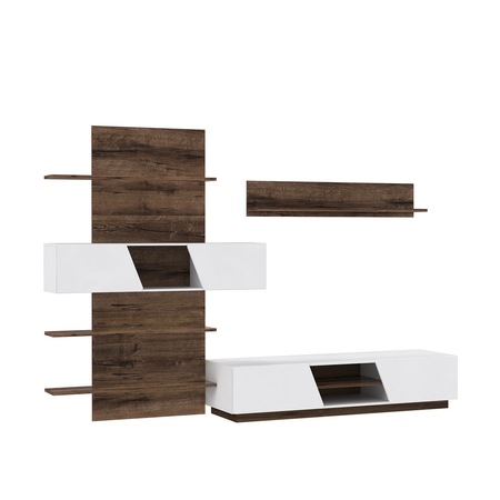 Living Kring Orlando, 296 x 202 x 52 cm, Alb/Stejar antracit