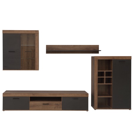 Living Kring Stolckolm, 300 x 201 x 41 cm, Stejar negru/Stejar antracit