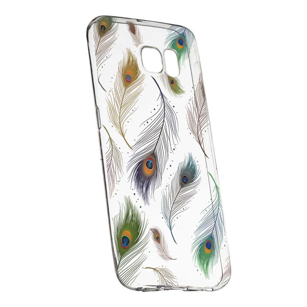 Husa Silicon, Transparent, Slim, Peacock, 152, Samsung Galaxy S6 Edge