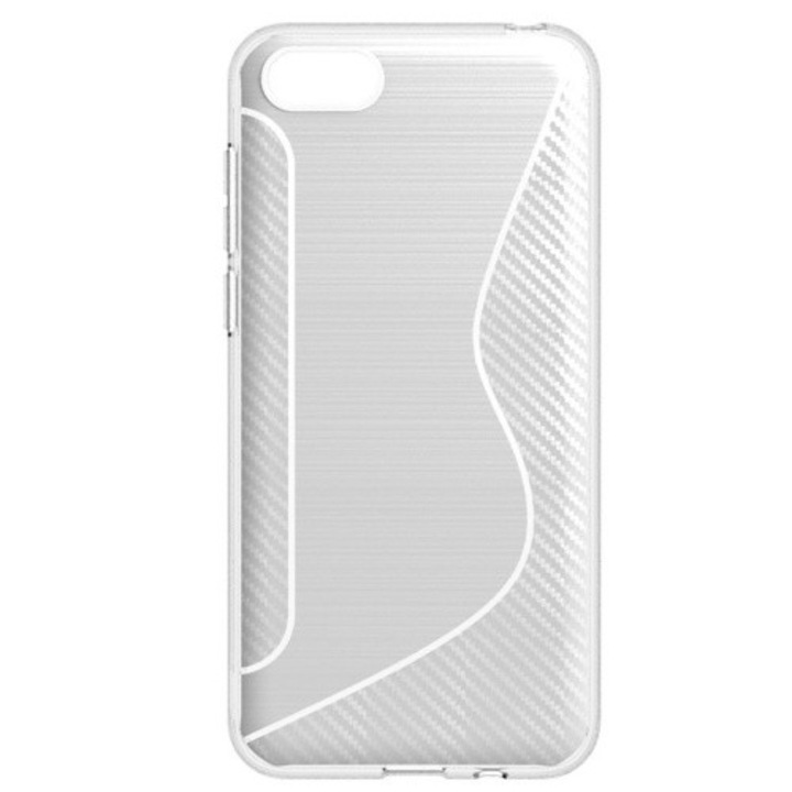 Hátlapvédő telefontok gumi / szilikon (S-line, karbonminta) Fehér [Huawei Honor 7S, Huawei Y5 2018 (Y5 Prime 2018)]