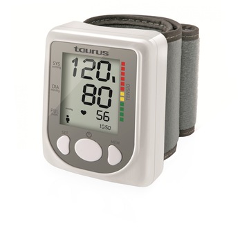 Tensiometru incheietura Taurus Tensio II, 60 memorii, masoara systolic, diastolic, pulse, diagnostic conform WHO, husa pastrare si transport, medie ultimele 3 masuratori, baterii AAA, Alb/Gri Tensiometru incheietura Taurus Tensio II, 60 memorii, masoara systolic, diastolic, pulse, diagnostic conform WHO, husa pastrare si transport, medie ultimele 3 masuratori, baterii AAA, Alb/Gri