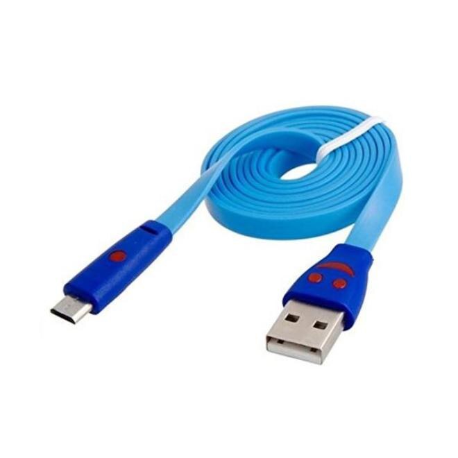 Cablu date cu smile luminos USB-microUSB, 1m, albastru, set 10 buc
