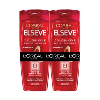 Pachet promo: 2 x Sampon L'Oreal Paris Elseve Color Vive pentru par vopsit, 400 ml Pachet promo: 2 x Sampon L'Oreal Paris Elseve Color Vive pentru par vopsit, 400 ml